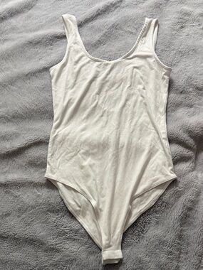 White Ribbed Tank One-Piece Bodysuit